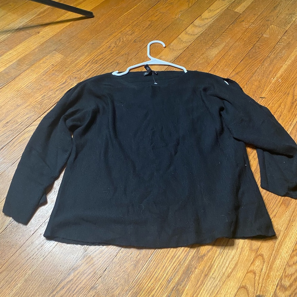 Eileen Fisher Black Cold Shoulder Knit Top Size SP - Picture 4 of 8